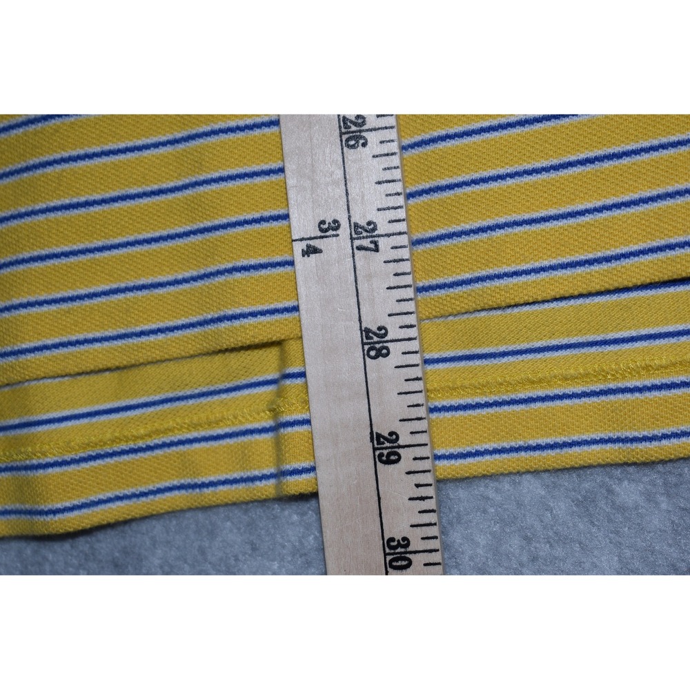 Polo Ralph Lauren Polo Shirt Mens XL Yellow Blue Striped Short Sleeve Pony Logo - Picture 4 of 7